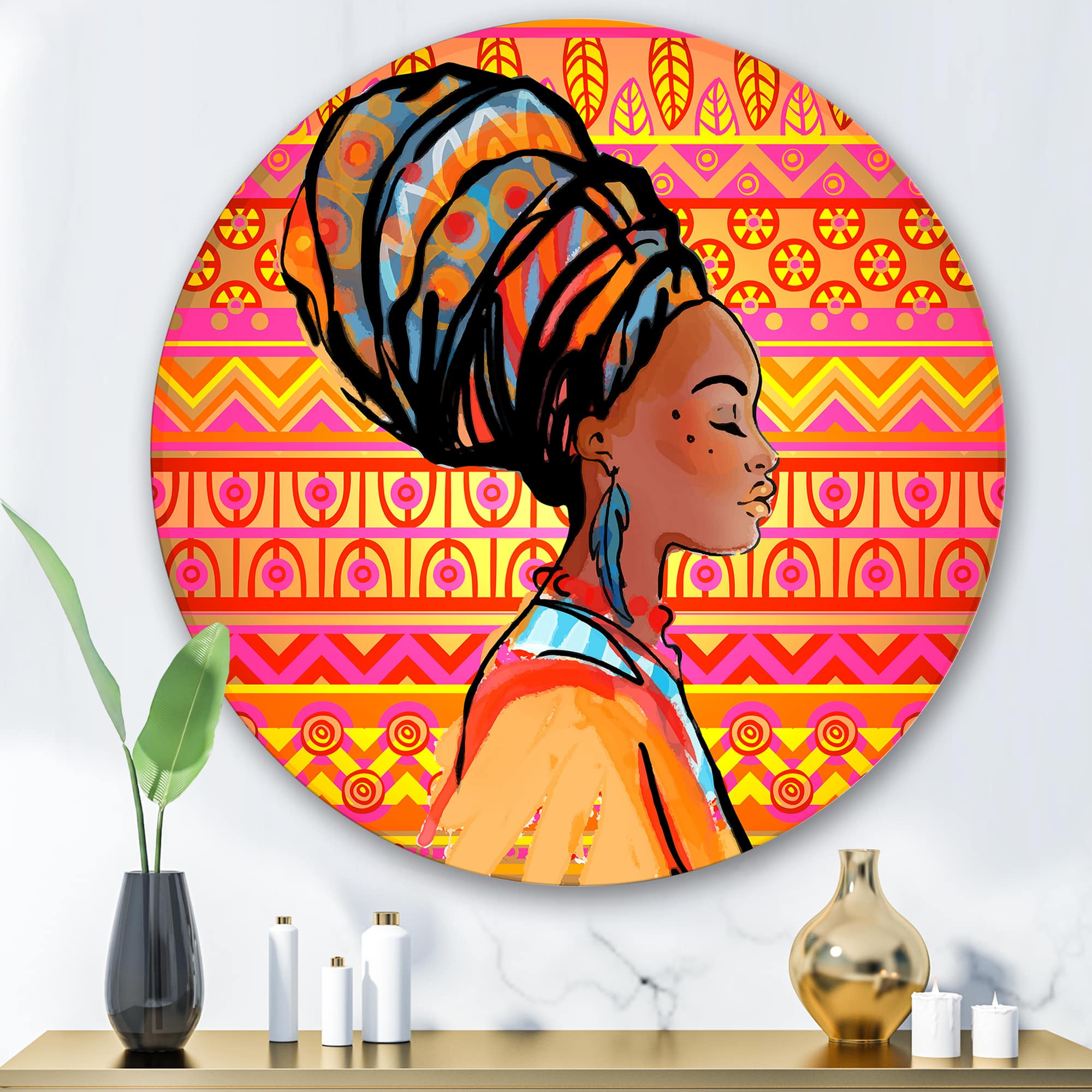 Designart - Portrait of Afro American Woman With Turban I